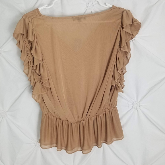 Express Tan Ruffle Top - Picture 2 of 10